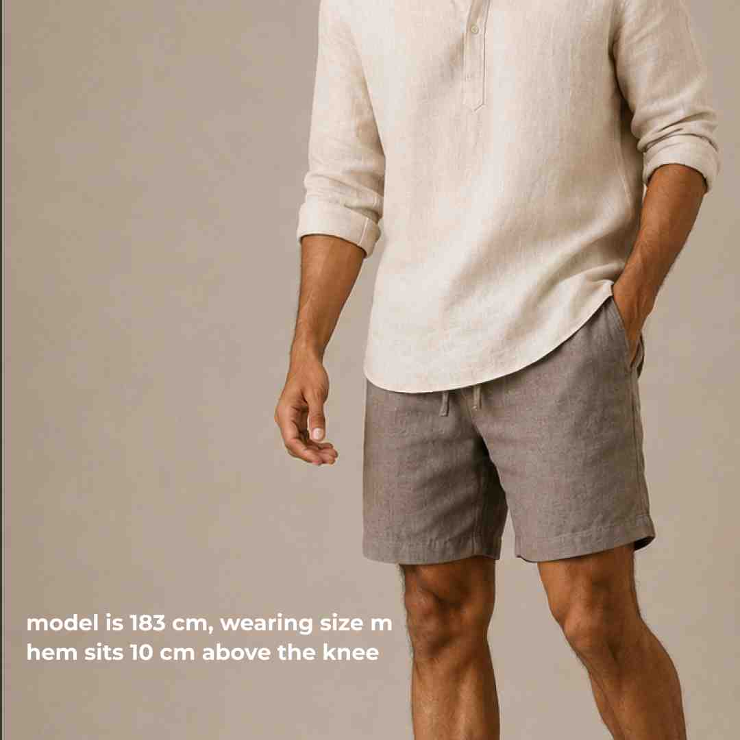 Linen Classic Shorts for Men- Taupe