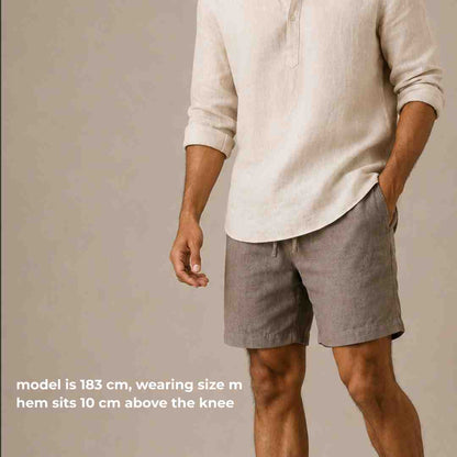Linen Classic Shorts for Men- Taupe