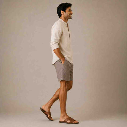 Linen Classic Shorts for Men- Taupe