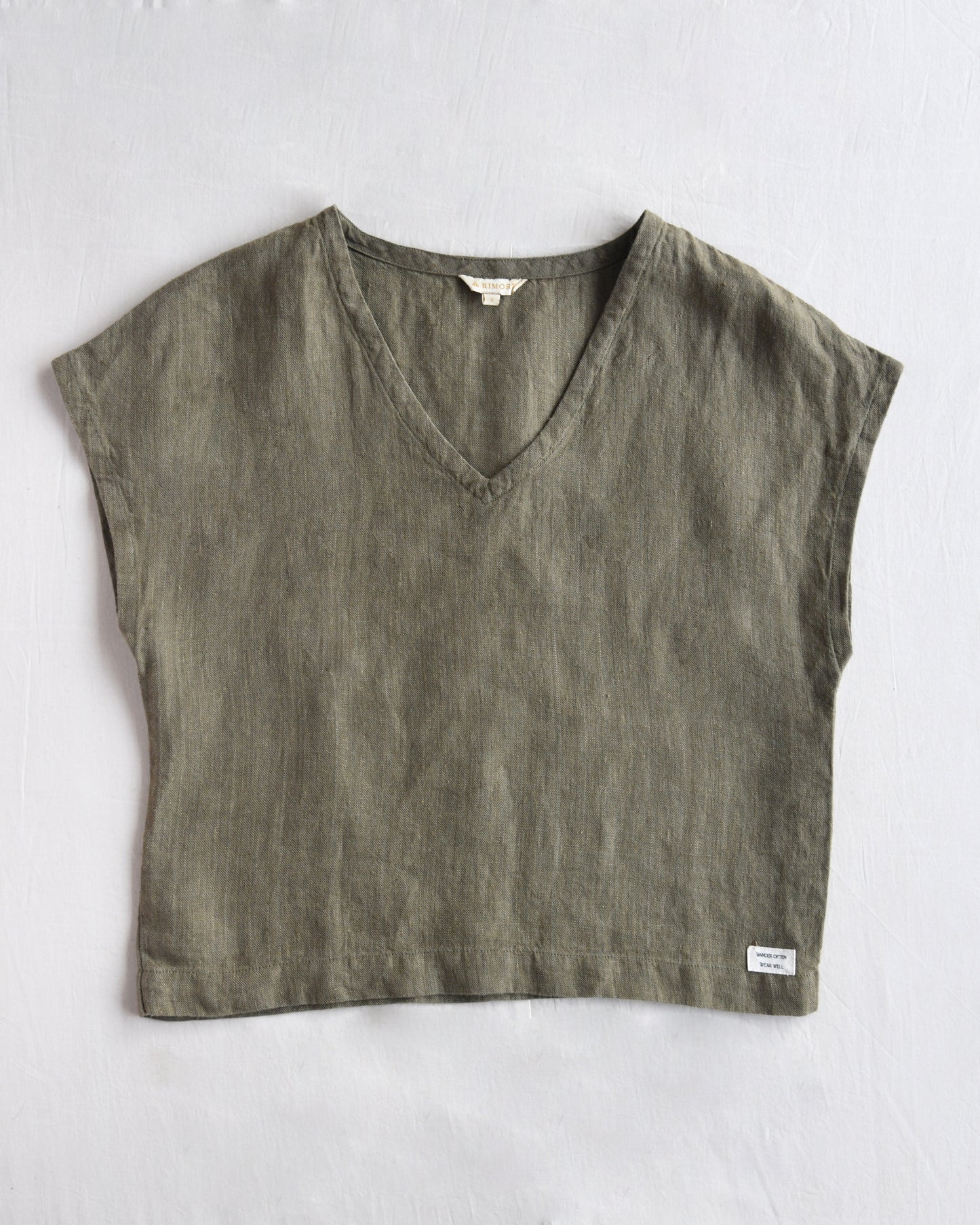 100% Premium Linen Crop Top (Olive)