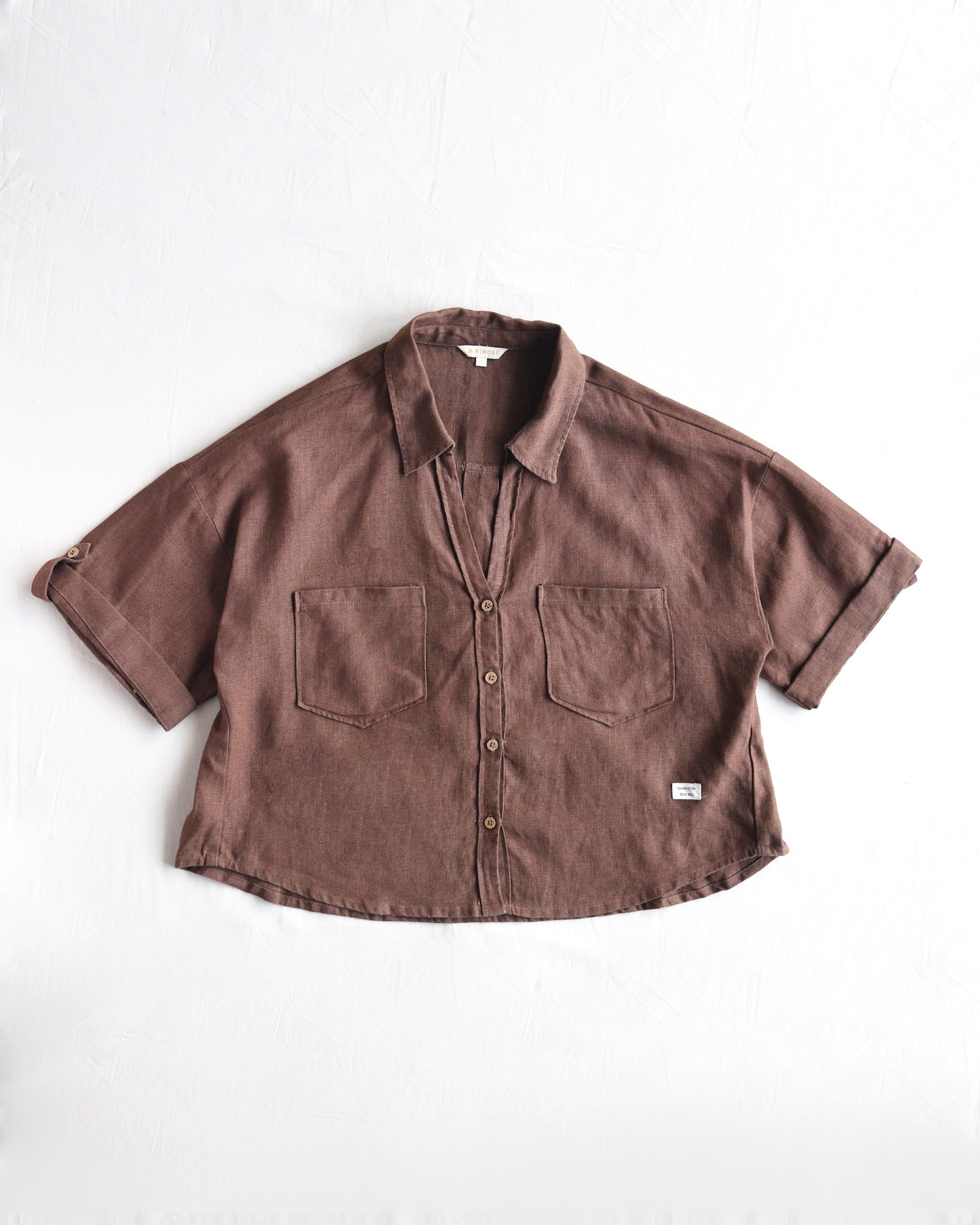 100% Premium Linen Boxy Shirt - Brown