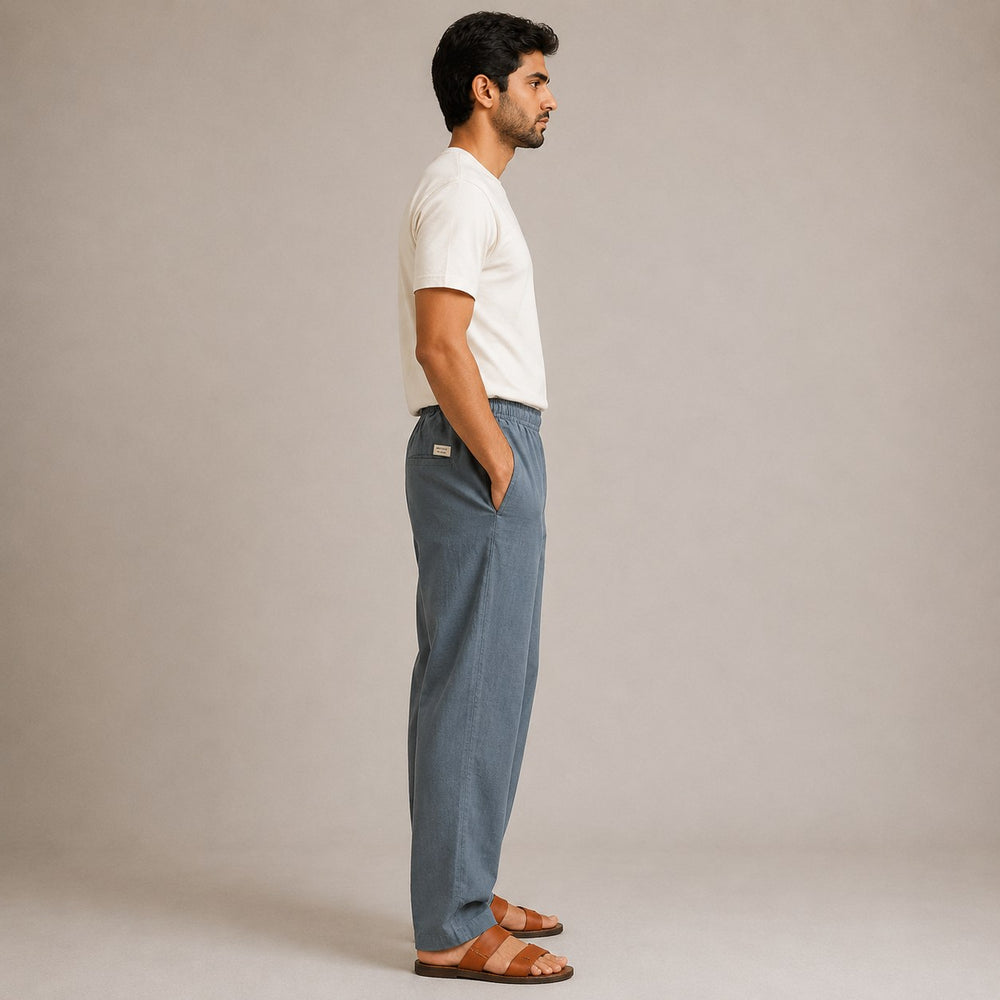 Linen Relaxed Fit Pants for Men- Grey