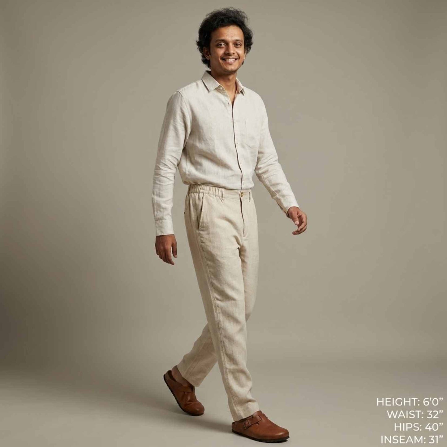Linen Chinos for Men- Taupe