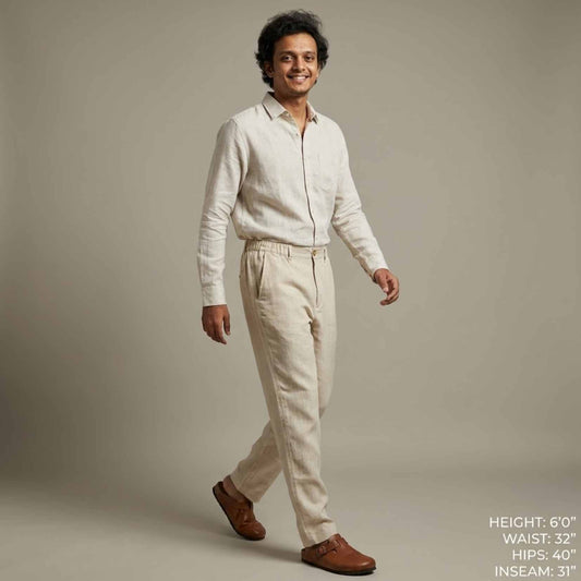 Linen Chinos for Men- Taupe