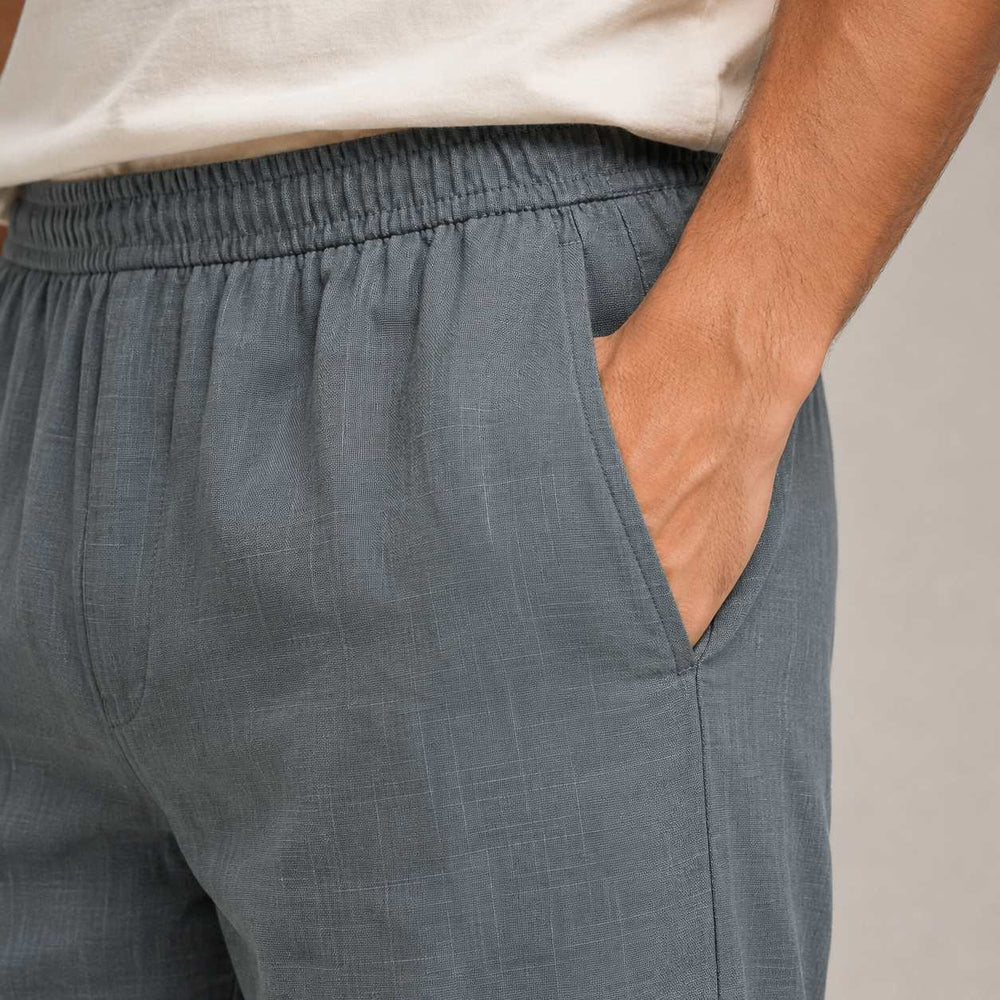 Linen Relaxed Fit Pants for Men- Grey
