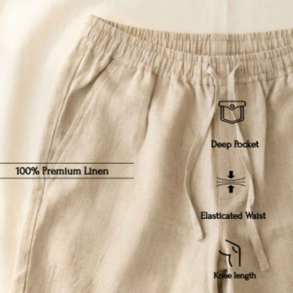 Linen Classic Shorts for Men- Beige