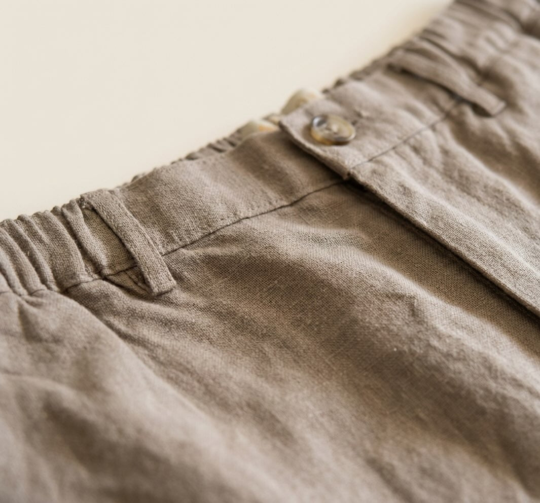 100% Pure Linen Chinos for Men - Taupe