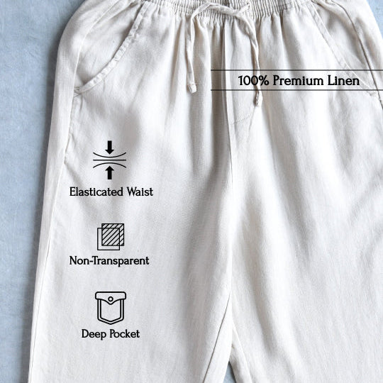 Linen Relaxed Fit Pants for Men- Beige