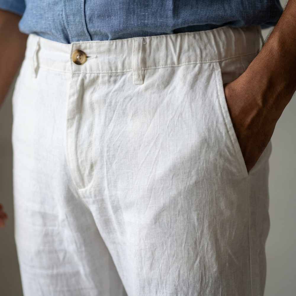 Linen Chinos for Men- White