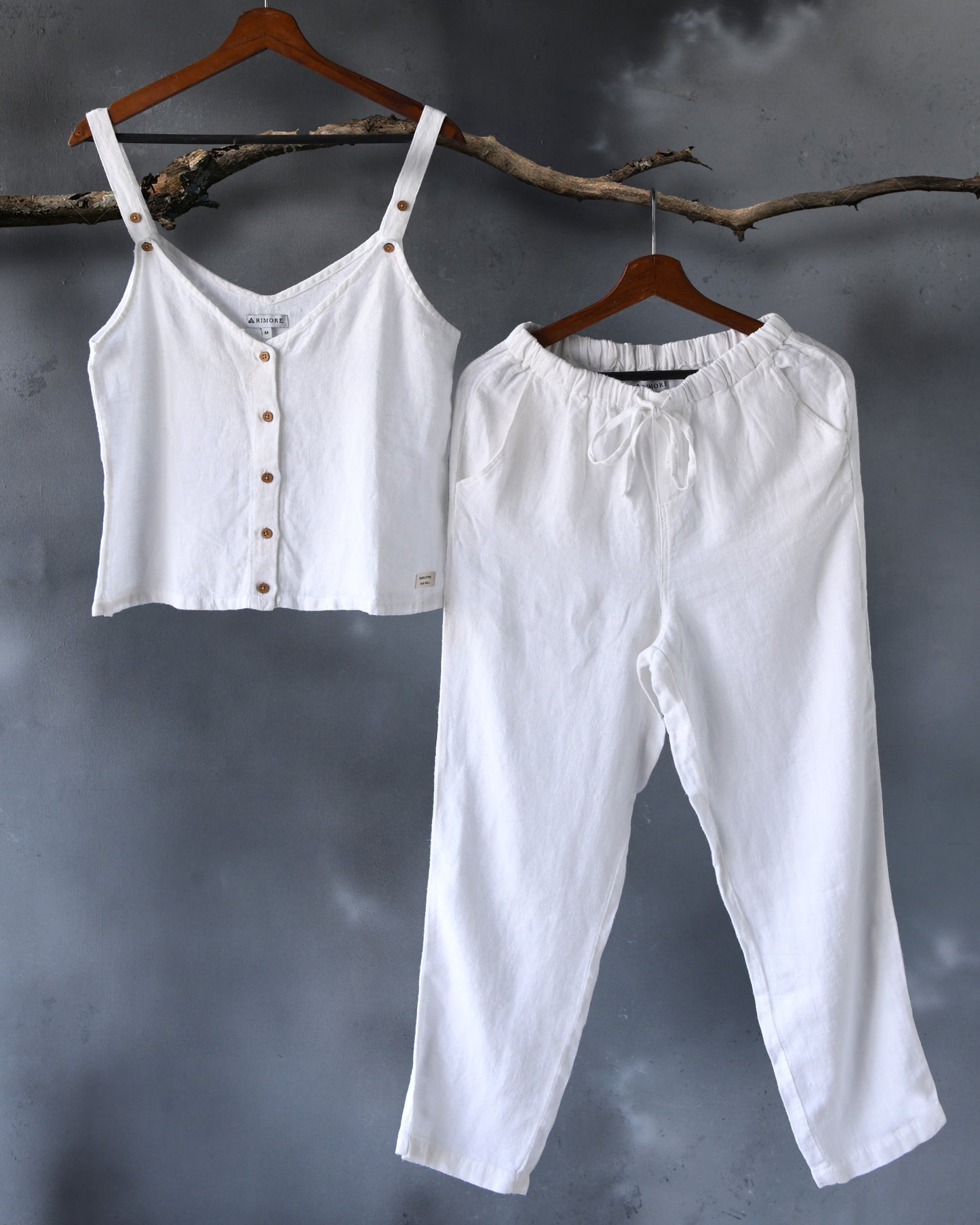 100% Premium Linen White Co-ord set