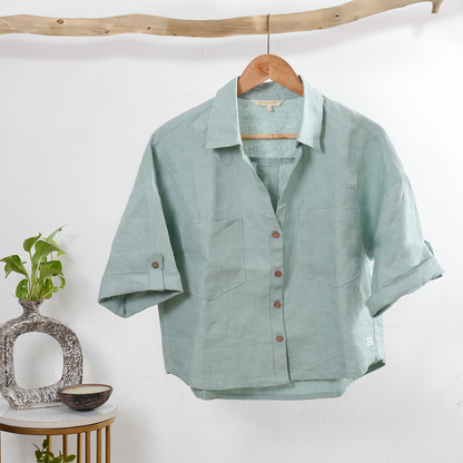 100% Premium Linen Co-ord Set Women- Relaxed Pant and Boxy Shirt