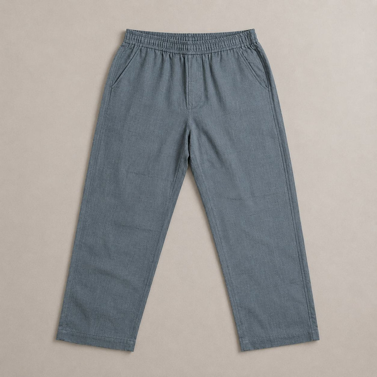 100% Pure Linen Relaxed Fit Pants for Men - Grey