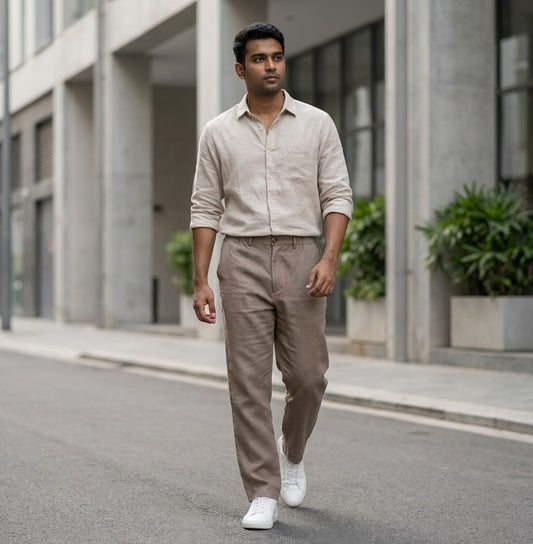 Linen Chinos for Men- Taupe