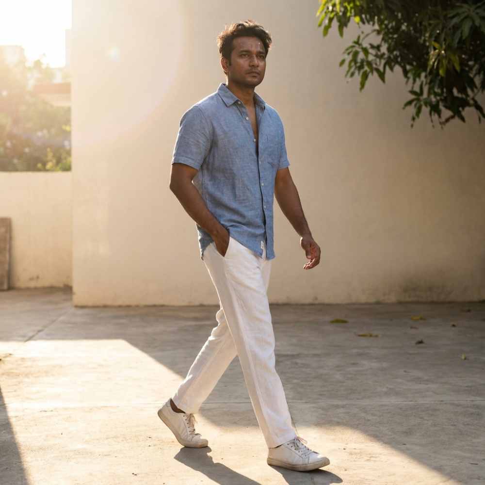 Linen Chinos for Men- White