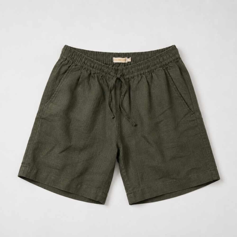 Linen Classic Shorts for Men- Olive