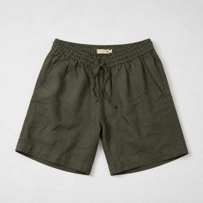 Linen Classic Shorts for Men- Olive
