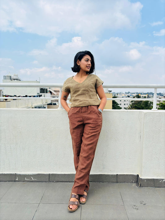 100% Premium Linen Crop Top