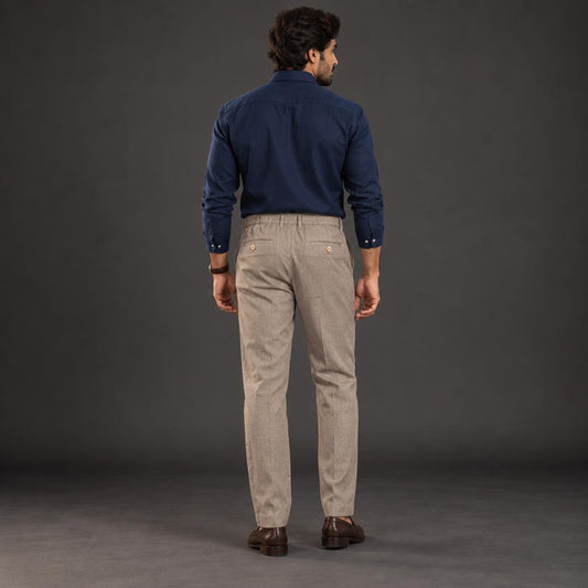 100% Pure Linen Chinos for Men - Taupe