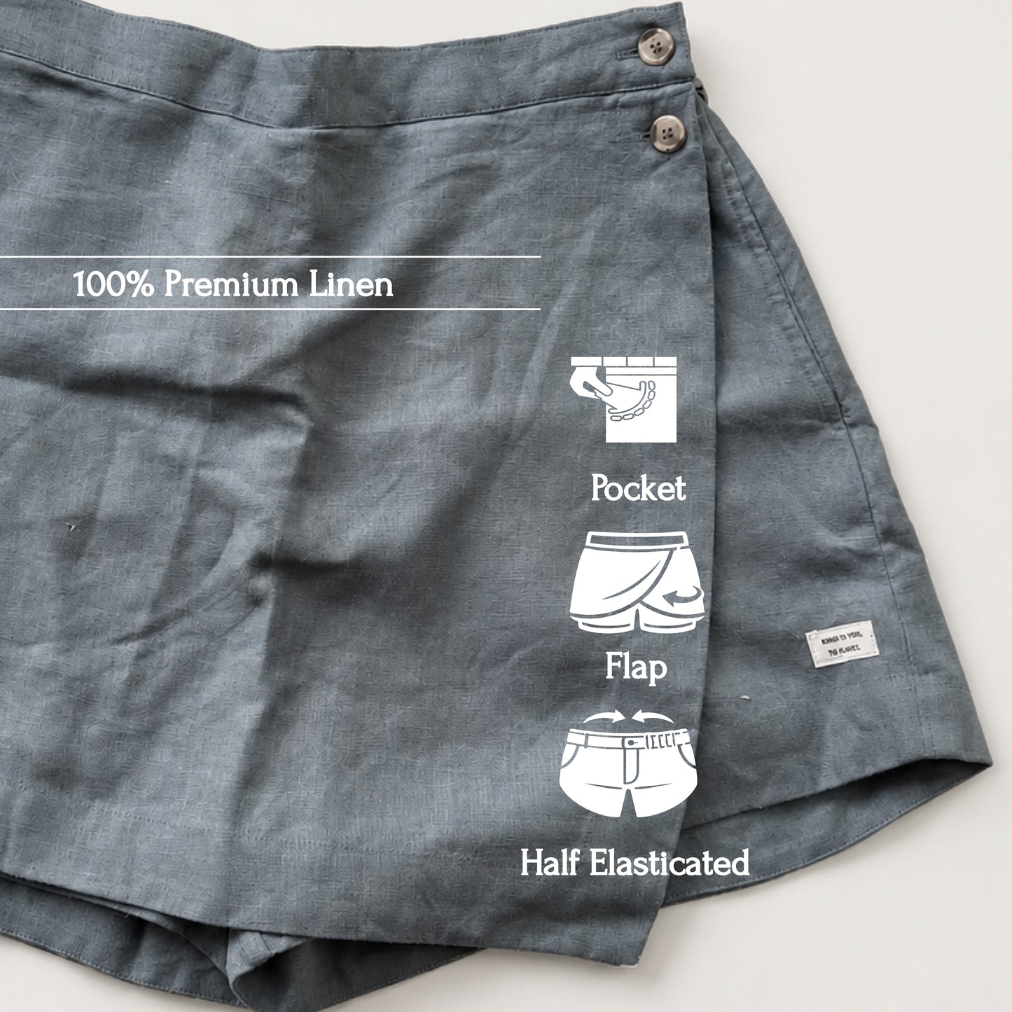 Linen Skorts for Women with pockets- Grey