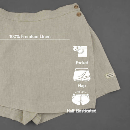 Linen Skorts for Women with pockets- Beige
