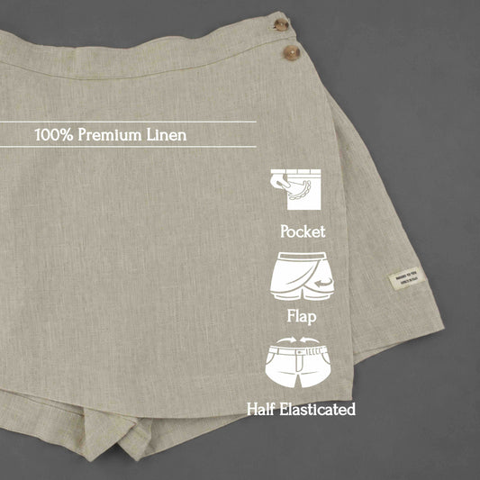 Linen Skorts for Women with pockets- Beige