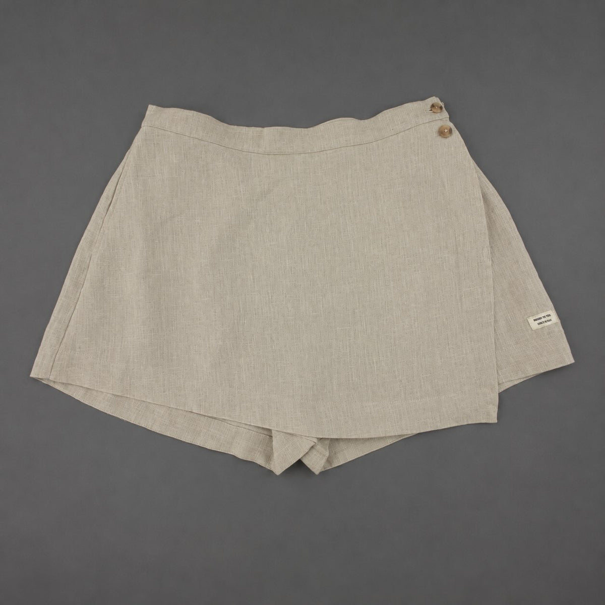 100% Pure Linen Skorts for Women with Pockets - Beige