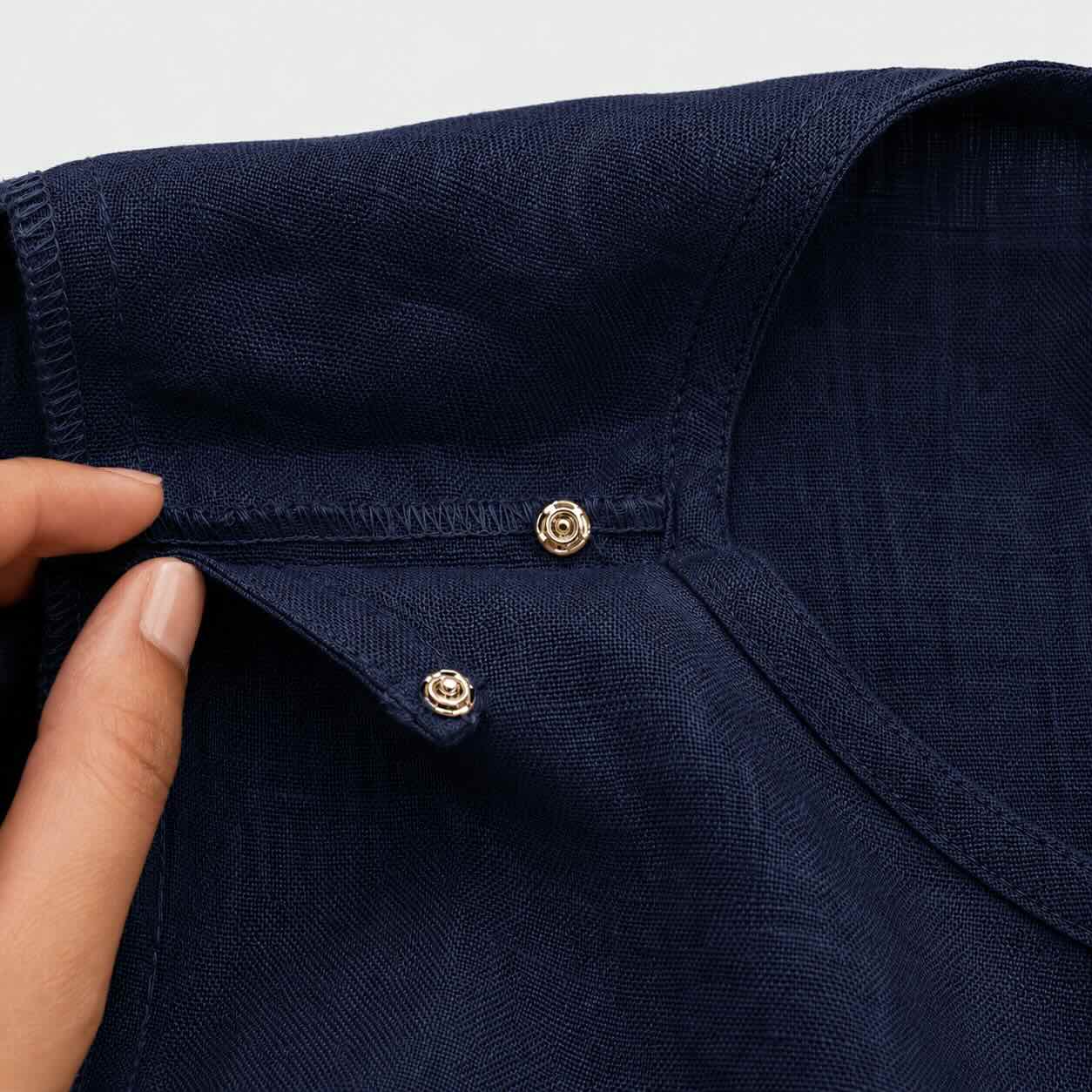 Linen Boat Neck Top for Women - Navy