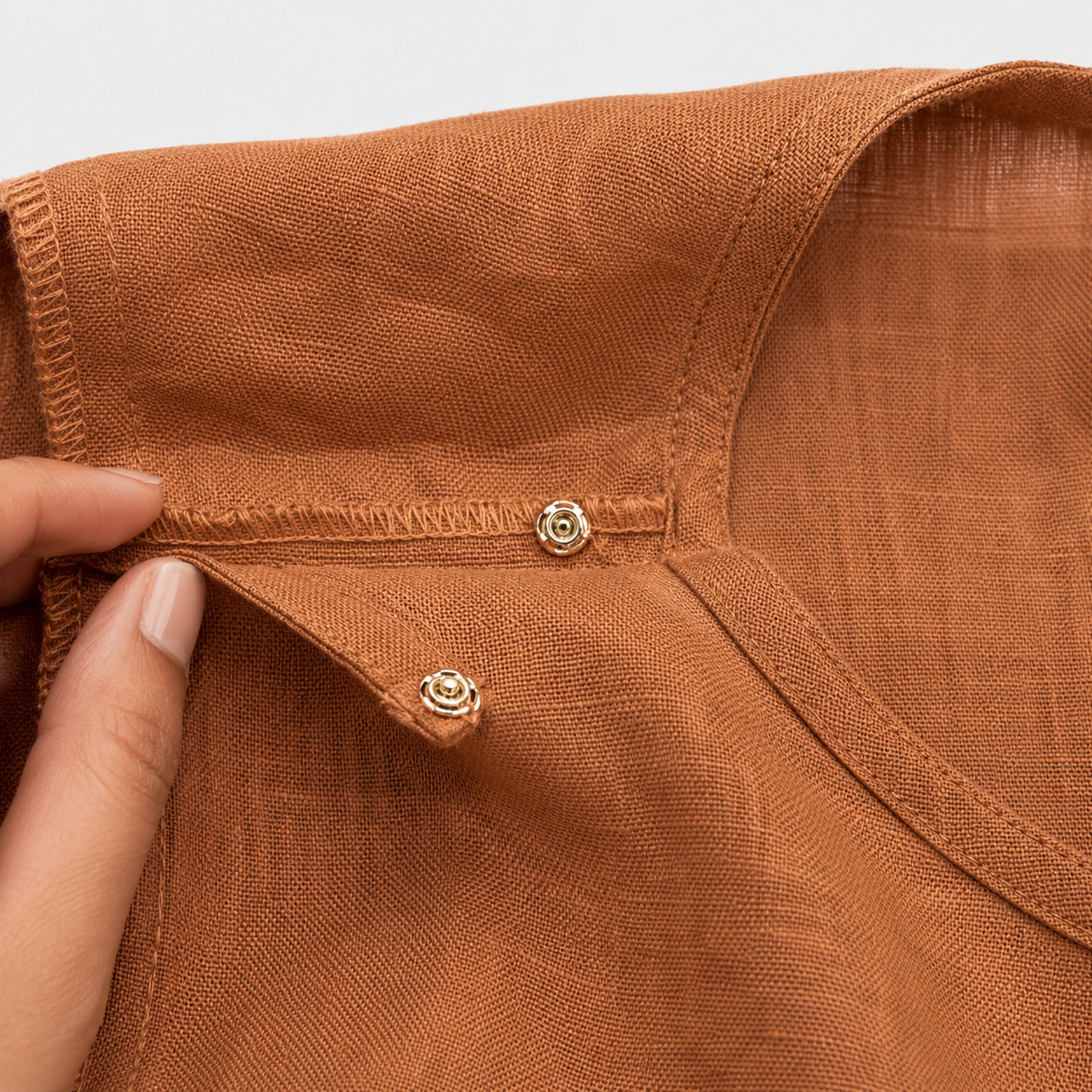Linen Boat Neck Top- Brown