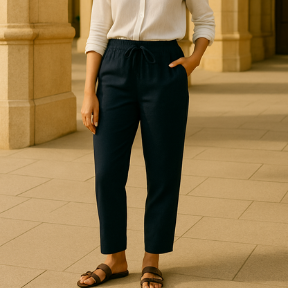 100% Premium Linen Relaxed fit Pants- Women