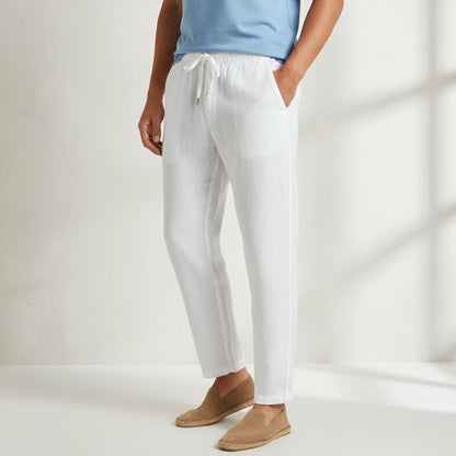 Relaxed fit pants- 100% Premium Linen - Men - White