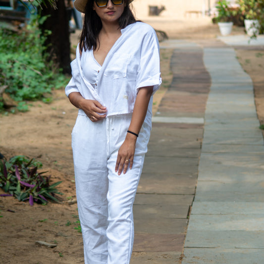 100% Premium Linen Co-ord Set Women- Relaxed Pant and Boxy Shirt