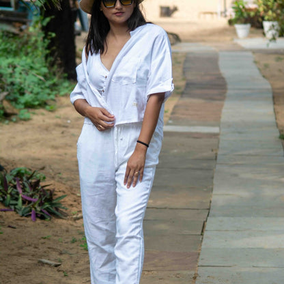 100% Premium Linen Co-ord Set Women- Relaxed Pant and Boxy Shirt