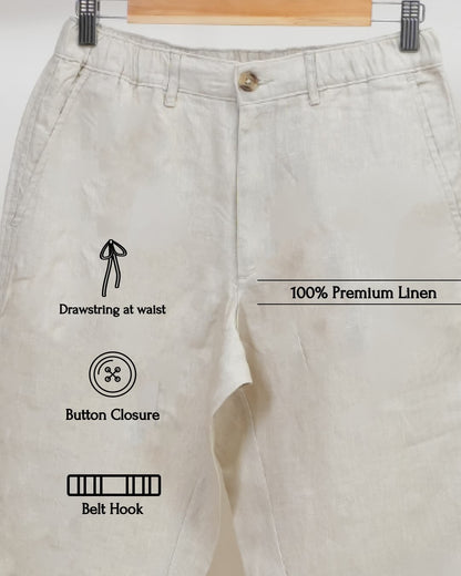 Office Chinos for Men - 100% Premium Linen - Beige