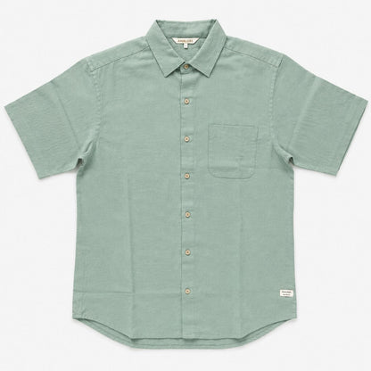 Linen Half-Sleeve Regular Collar Shirt for Men- Sage