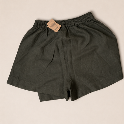 Linen Skorts for Women with Pockets- Olive