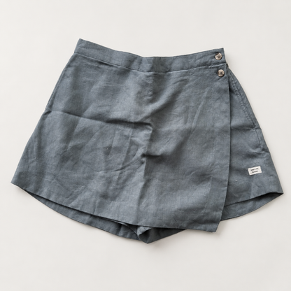 Linen Skorts for Women with pockets- Grey