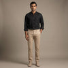 Linen Chinese Collar Shirt for Men- Black