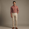 Linen Chinese Collar Shirt for Men- Copper