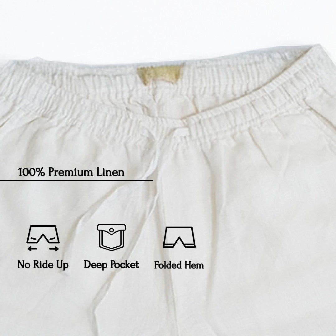 Linen Shorts for Women- White