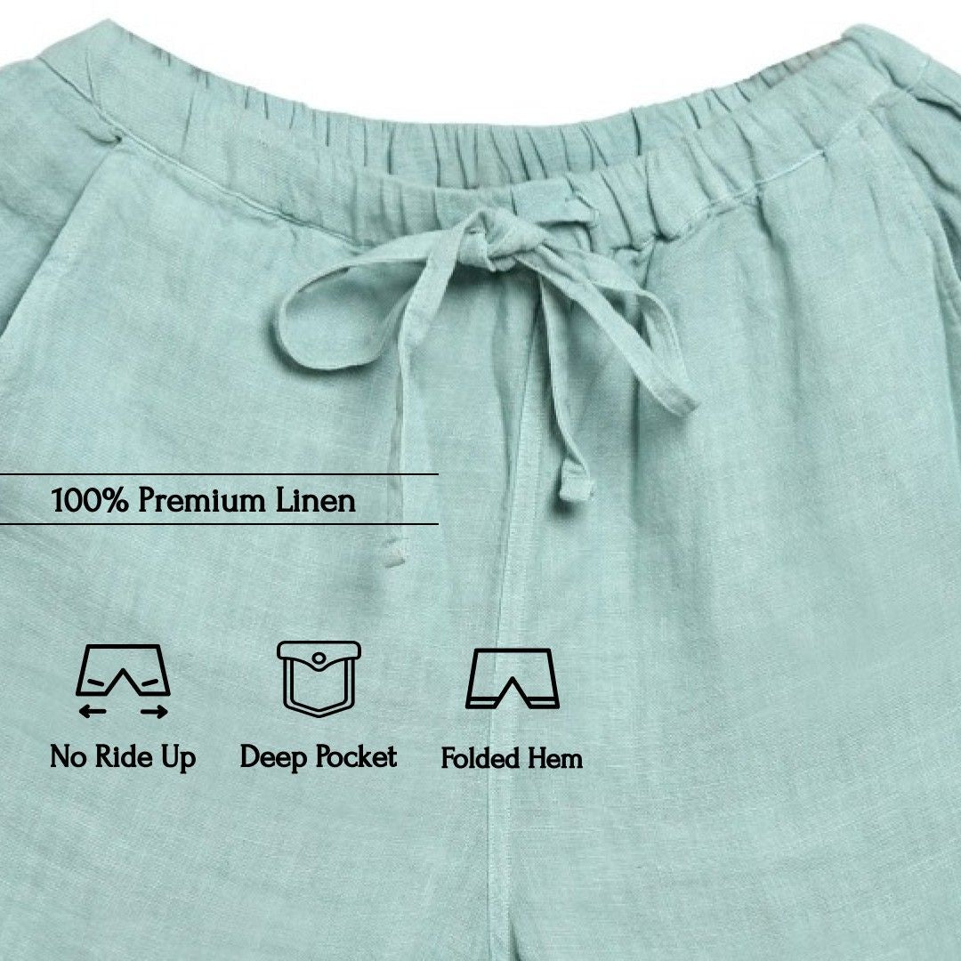 Linen Shorts for Women- Sage