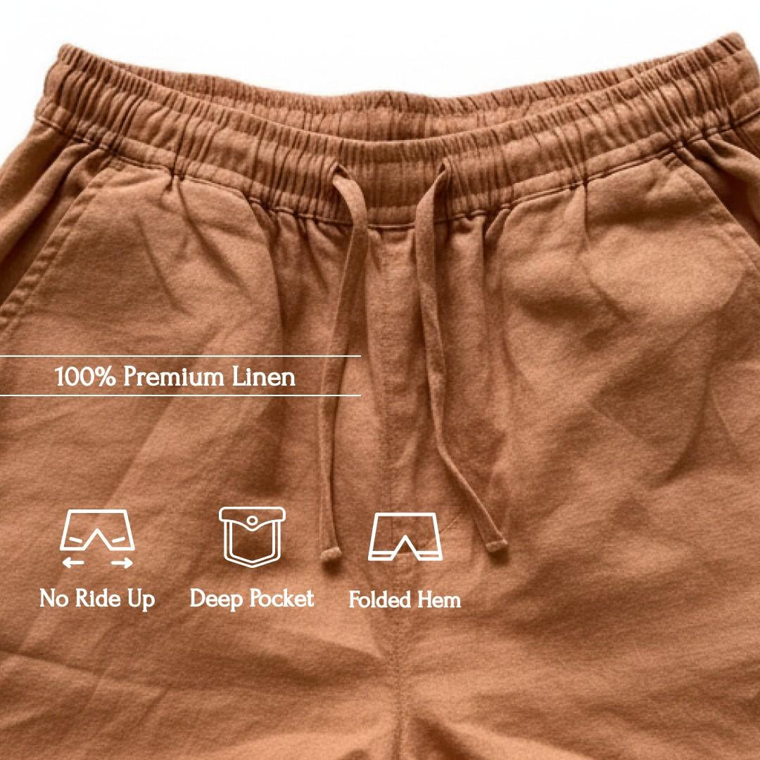 Linen Shorts for Women- Dusty Rust