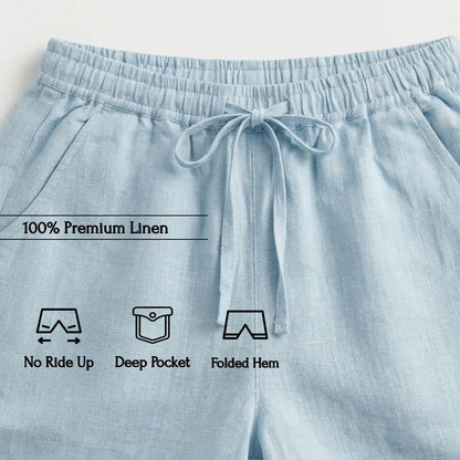 Linen Shorts for Women- Sky Blue