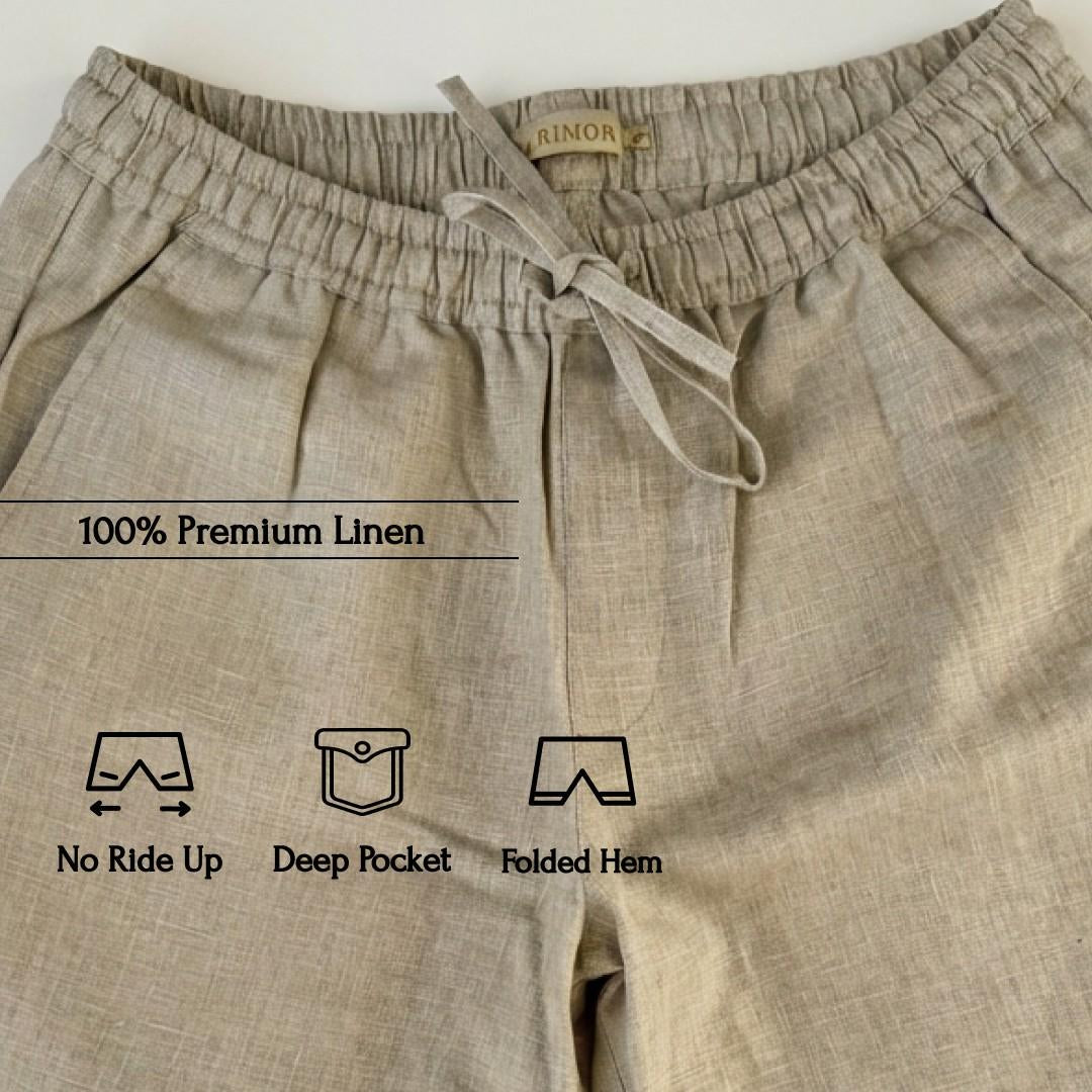 Linen Shorts for Women- Beige