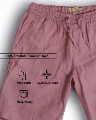 Classic Shorts- 100% Premium Linen - Men's Shorts - Rose