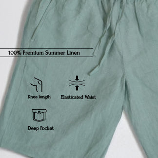 Classic Shorts- 100% Premium Linen - Men's Shorts - Sage