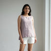 Linen Asymmetrical Top for Women- Lavendar