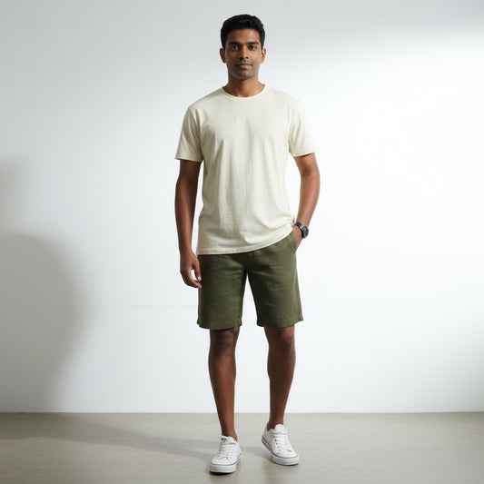 Classic Shorts- 100% Premium Linen - Men's Shorts - Olive