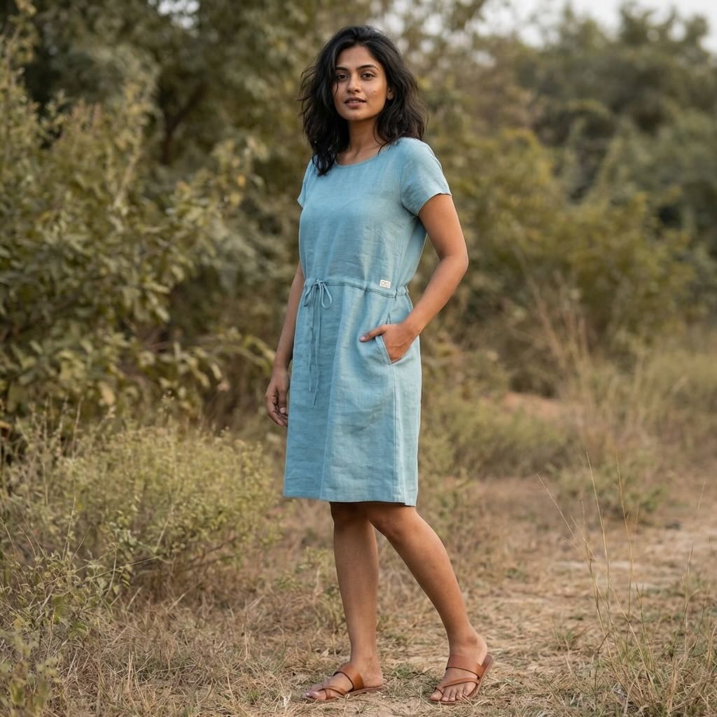 Summer dress - 100% Linen Non Transparent - Women -Sage
