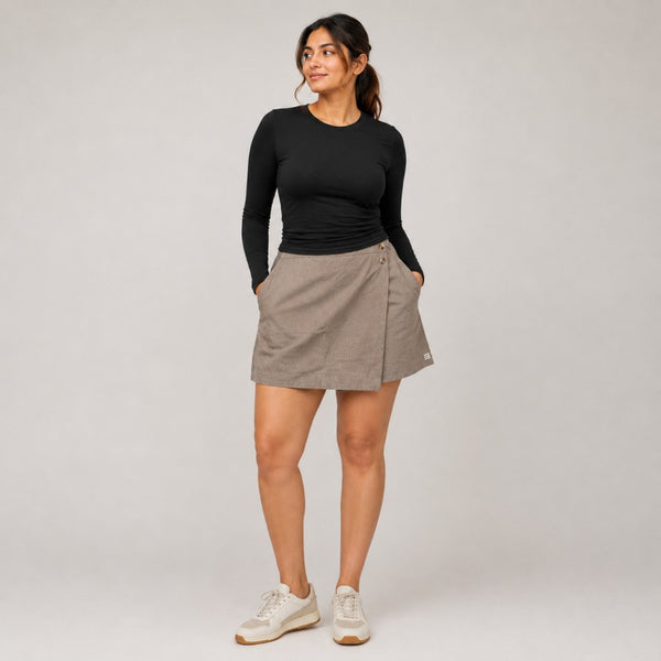 Linen Skorts for Women with Pockets- Taupe