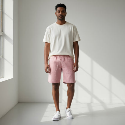 Classic Shorts- 100% Premium Linen - Men's Shorts - Rose